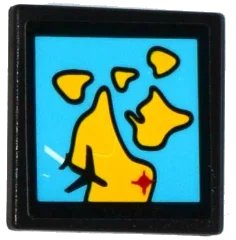 LEGO onderdeel Road Sign 2 x 2 Square with Open O Clip with Map and Black Airplane Pattern (Sticker) - Set 60102 (15210pb026)