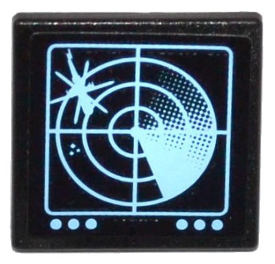 LEGO onderdeel Road Sign 2 x 2 Square with Open O Clip with Medium Blue Helicopter on Radar Screen and 6 Buttons Pattern (Sticker) - Set 60036 (15210pb123)