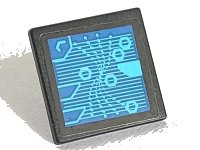 LEGO part Road Sign 2 x 2 Square with Open O Clip with Blue Screen with Medium Azure Lines and Hexagons Pattern (Sticker) - Set 60160 15210pb127