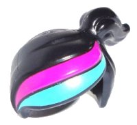 LEGO part Minifigure, Hair Female Ponytail Off-center with Magenta and Medium Azure Stripes Pattern 15427pb01
