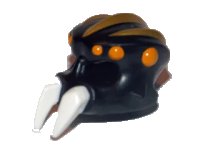 LEGO onderdeel Minifigure, Headgear Mask Spider with Molded White Pincers and Printed Bright Light Orange Spots and Gold Ridges Pattern 15472pb03