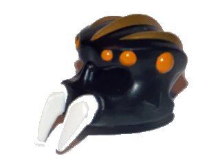 LEGO onderdeel Minifigure, Headgear Mask Spider with Molded White Pincers and Printed Bright Light Orange Spots and Gold Ridges Pattern (15472pb03)