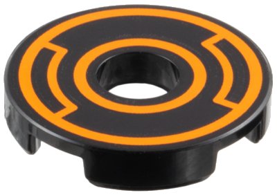 LEGO part Fliese, Rund 2 x 2 mit Loch mit Orange konzentrische Kreise mit Aussparungen Muster (15535pb16)