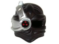LEGO part Minifigur, Kopfbedeckung Ninjago Wickel mit silbernem Cyborg Okular mit einem roten Punkt oben ohne silbernen Umriss Muster 15616pb01