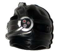 LEGO part Minifigure, Headgear Ninjago Wrap with Silver Cyborg Eyepiece with One Red Dot on Bottom with Silver Outline Pattern 15616pb02