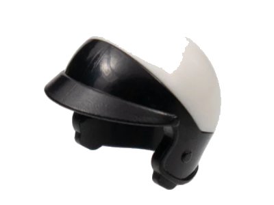 LEGO onderdeel Minifigure, Headgear Helmet Motorcycle Open Face, with Visor and White Top Pattern (15851pb01)
