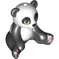 LEGO part Panda, Friends, Sitting with Molded White Head and Stomach and Printed Lime Eyes and Lavender Paws Pattern 16674pb02