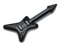 LEGO part Minifigure, Utensil Musical Instrument, Guitar Electric 'ML' Type with Pearl Dark Gray Pickguard and Silver Strings, Bridge, and Whammy Bar Pattern 17356pb02
