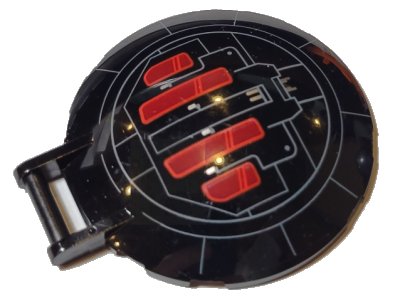 LEGO onderdeel Dish 6 x 6 Inverted with Bar Handle with SW Kylo Ren's TIE Fighter Hatch Pattern (18675pb13)