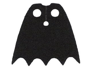 LEGO onderdeel Minifiguur Mantel Doek met Topgaten en Geschulpte 5 Punten Onderkant (Batman), Lang, Ronde Halssnede - Spongige Rekbare Stof (19185)
