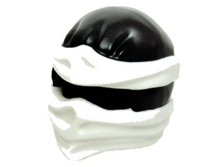 LEGO part Minifigura, Tocado Ninjago Tipo Envoltorio 2 con Envoltura Blanca Moldeada y Patrón de Nudo (19857pb03)