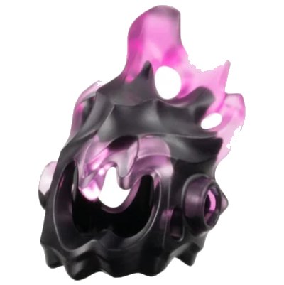 LEGO onderdeel Minifigure, Headgear Head Cover, Flames Large with Side Holes with Marbled Trans-Dark Pink Pattern (2006pb01)