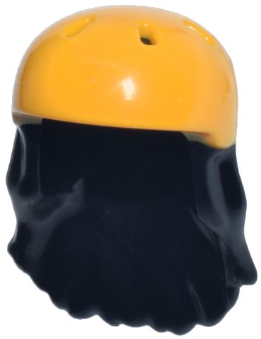 LEGO part Mini Doll, Hair Combo, Hair with Hat, Long with Molded Bright Light Orange Bicycle Helmet Pattern (2137pb01)