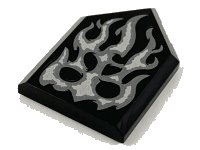 LEGO part Tile, Modified 2 x 3 Pentagonal with Silver Flame Pattern 22385pb198
