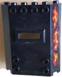 LEGO part Panel 2 x 6 x 6 with Window Slot with 3 Dark Red and Bright Light Orange Lava Cracks Pattern (Sticker) - Set 70323 22387pb007