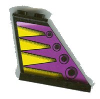 LEGO part Tail 4 x 1 x 3 with Yellow Triangles and Black Circles on Purple Background Pattern on Both Sides (Stickers) - Set 8268 2340pb032