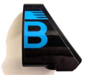 LEGO onderdeel Technic, Panel Curved # 9 3 x 3 Tapered Left with Dark Azure Stripe and Bugatti Logo Right Half / Capital Letter B Pattern (Sticker) - Set 42162 2395pb03