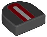 LEGO onderdeel Tile, Round 1 x 1 Half Circle Extended with Red Arch and White Stripe Pattern (24246pb002)