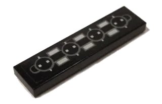 LEGO onderdeel Tile 1 x 4 with Gray Circles and Rectangles Pattern (Sticker) - Set 5973 (2431pb0151)