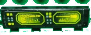 LEGO onderdeel Tile 1 x 4 with Buttons and Neon Green Screens on Black Background Pattern Model Left Side (Sticker) - Set 8107 (2431pb0230L)