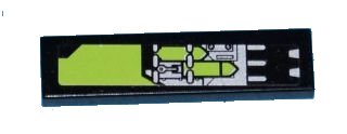 LEGO part Tile 1 x 4 with Lime and Silver Circuitry Pattern (Sticker) - Set 8104 (2431pb0377)