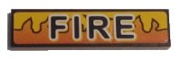 LEGO part Tile 1 x 4 with Black 'FIRE' and Orange and Yellow Flames Pattern (Sticker) - Set 8253 2431pb0435