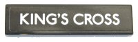 LEGO part Tile 1 x 4 with White 'KING'S CROSS' on Black Background Pattern (Sticker) - Set 75955 2431pb0588