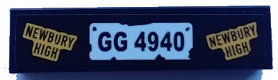 LEGO part Tuile 1 x 4 avec Motif 'NEWBURY HIGH' et 'GG 4940' (Autocollant) - Set 70423 (2431pb0685)