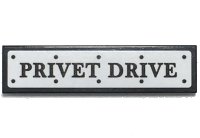 LEGO part Tile 1 x 4 with Road Sign with 'PRIVET DRIVE' and Rivets on White Background Pattern (Sticker) - Set 75968 2431pb0686