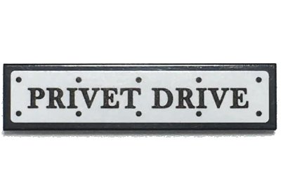 LEGO onderdeel Tile 1 x 4 with Road Sign with 'PRIVET DRIVE' and Rivets on White Background Pattern (Sticker) - Set 75968 (2431pb0686)
