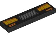 LEGO part Tile 1 x 4 with Silver Vehicle Grille, Orange and Yellow Headlights and Signal Lights Pattern 2431pb0903