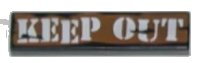 LEGO part Tile 1 x 4 with 'KEEP OUT' Pattern 2431px5