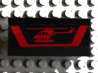 LEGO part Vehicle, Spoiler / Plow Blade 6 x 3 with Hinge with Red Helicopter and Stripe Pattern (Sticker) - Set 5590 2440pb011