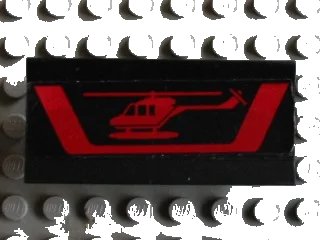 LEGO onderdeel Vehicle, Spoiler / Plow Blade 6 x 3 with Hinge with Red Helicopter and Stripe Pattern (Sticker) - Set 5590 (2440pb011)