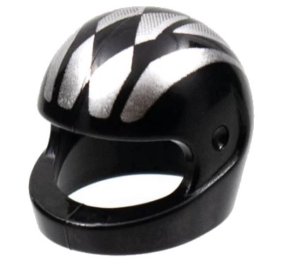 LEGO onderdeel Minifigure, Headgear Helmet Motorcycle (Standard) with Silver Stripes and Harlequin Diamond Pattern (2446pb12)