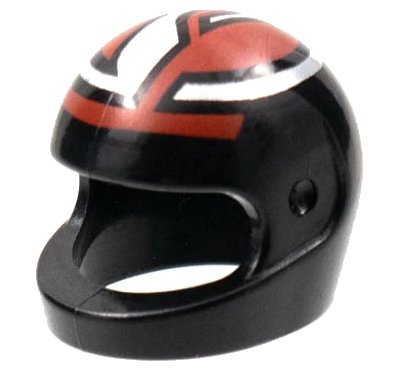 LEGO onderdeel Minifigure, Headgear Helmet Motorcycle (Standard) with Interlocking Silver and Red Pattern (2446pb18)
