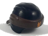 LEGO part Minifigure, Headgear Ninjago Wrap Type 3 with Molded Dark Brown Bandana and Knot and Printed Orange Ninjago Logogram Letter E Pattern 24496pb09