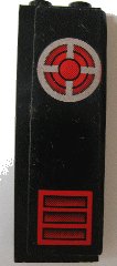LEGO onderdeel Brick 1 x 2 x 5 with Red Vent and Silver Circle with Red and Black Pattern (Sticker) - Set 6776 (2454pb011)