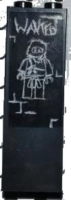 LEGO part Brick 1 x 2 x 5 with 'WANTED' and Ninja Chalk Drawing Pattern (Sticker) - Set 2505 2454pb053