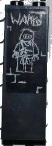 LEGO onderdeel Brick 1 x 2 x 5 with 'WANTED' and Ninja Chalk Drawing Pattern (Sticker) - Set 2505 (2454pb053)