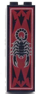 LEGO part Brick 1 x 2 x 5 with Scorpion and Dark Red Pattern 2454px7