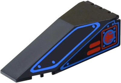 LEGO onderdeel Windscreen 10 x 4 x 2 1/3 Canopy with Blue Outlines and Red Square Pattern (2507pb04)