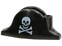 LEGO onderdeel Minifigure, Headgear Hat, Pirate Bicorne with White Skull and Crossbones Small Pattern 2528pb01