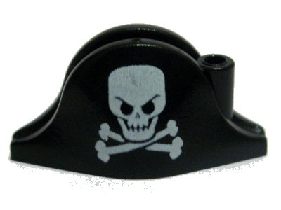 LEGO part Minifigure, Headgear Hat, Pirate Bicorne with White Skull and Crossbones Large Pattern (2528pb03)