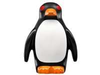 LEGO onderdeel Penguin with Flippers and Stud on Back with Orange Beak and Feet, White Stomach and Red Eyes Pattern 26076pb02