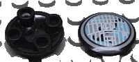 LEGO onderdeel Plate, Round 2 x 2 with Rounded Bottom and Headlight Pattern 2654pb001