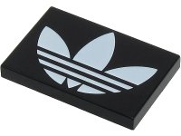 LEGO part Tile 2 x 3 with White Adidas Trefoil Logo Pattern 26603pb179