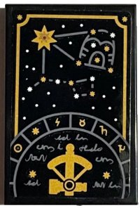 LEGO part Tile 2 x 3 with Gold Star Constellations and Lines Pattern (Sticker) - Set 76389 26603pb184