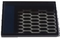 LEGO part Tile 2 x 3 with Honeycomb Grille and Dark Blue Stripe Pattern Model Right Side (Sticker) - Set 42154 26603pb578R