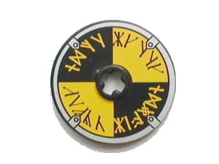 LEGO onderdeel Technic, Disk 3 x 3 with Viking Shield Black / Yellow Rune Pattern (Sticker) - Sets 7016 / 7019 (2723pb008)